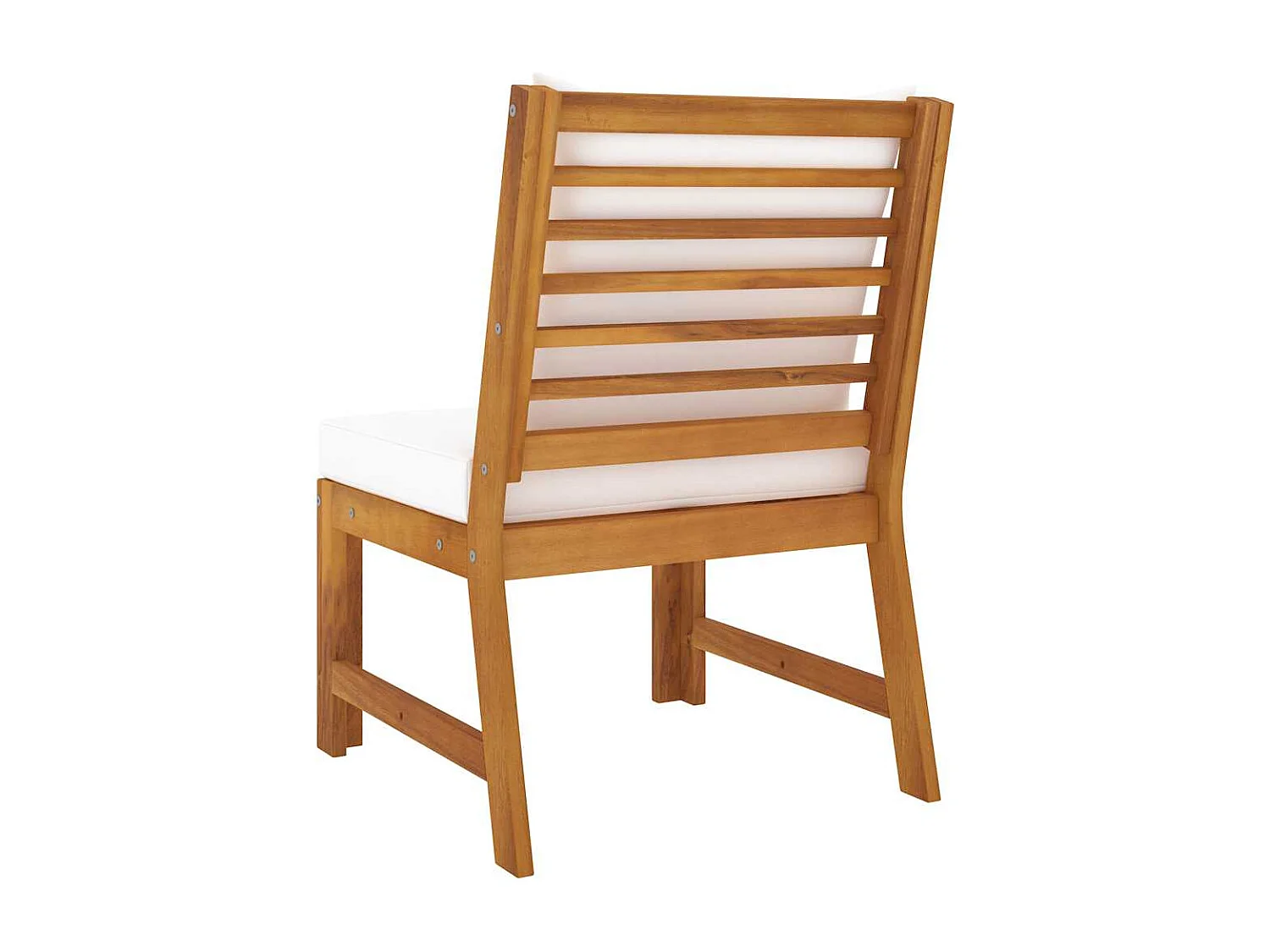 Modular-Mittelsofa mit Cremeweißen Kissen Akazie Massivholz