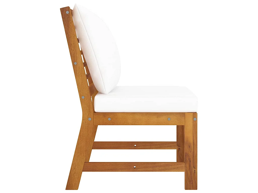 Canapé central sectionnel et coussin crème Bois d'acacia massif