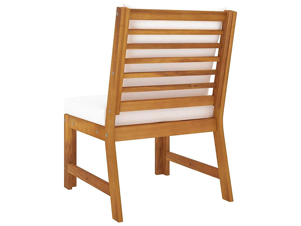 Canapé central sectionnel et coussin crème Bois d'acacia massif