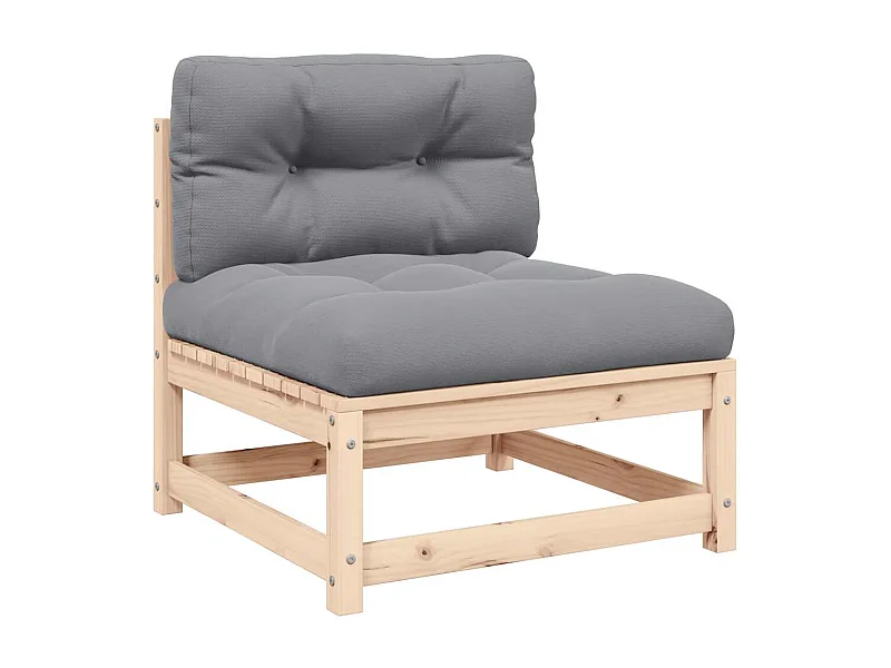 Tuinmiddenbank met grijze kussens massief grenenhout