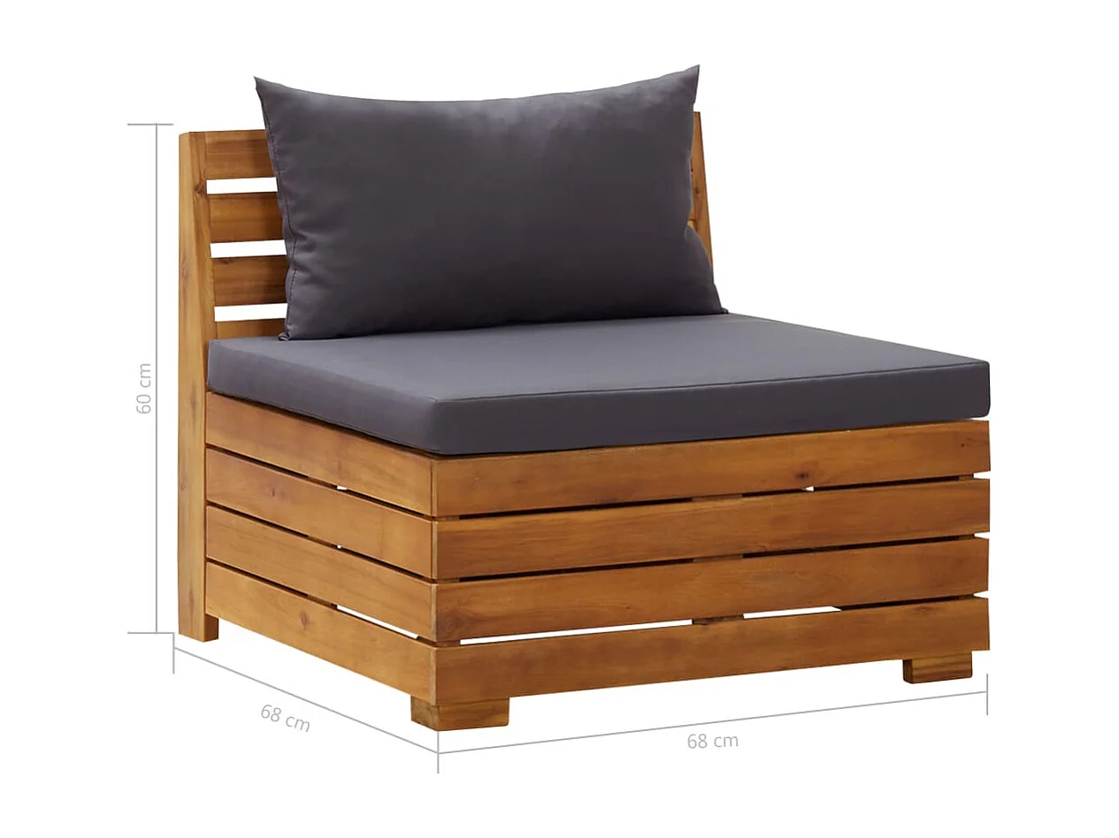 Canapé central sectionnel 1 pc et coussins Bois d'acacia massif
