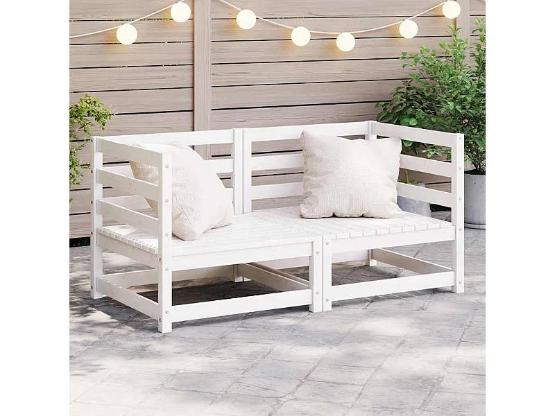 Garten-Ecksofas 2 Stk. Weiß Kiefer Massivholz