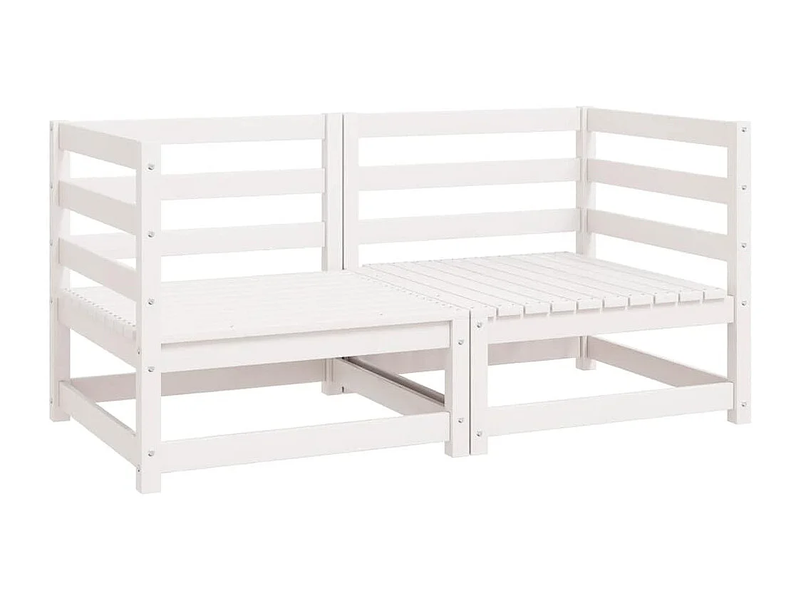 Garten-Ecksofas 2 Stk. Weiß Kiefer Massivholz