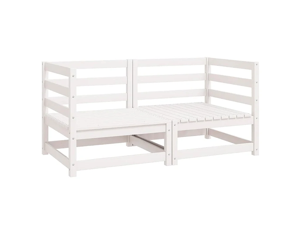 Garten-Ecksofas 2 Stk. Weiß Kiefer Massivholz