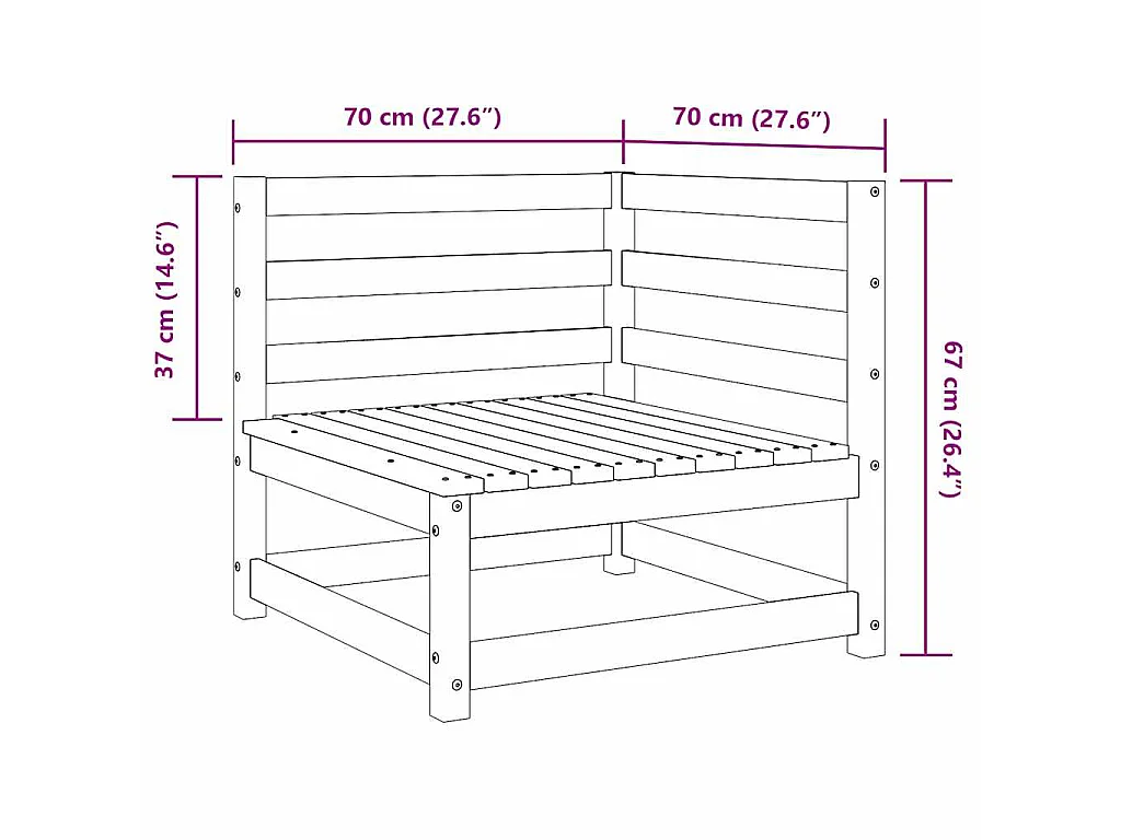 Garten-Ecksofas 2 Stk. Weiß Kiefer Massivholz