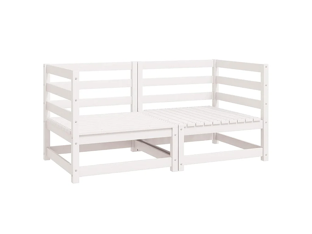 Sofás de canto para jardim 2 pcs madeira de pinho maciça branco