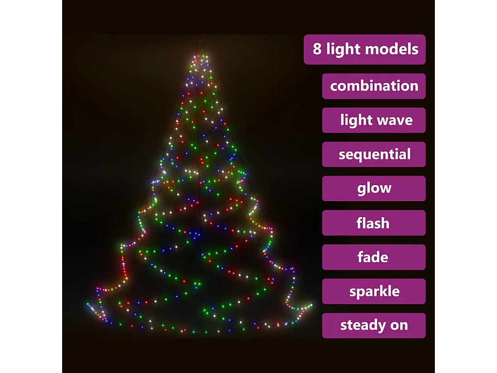 Árvore de Natal parede 720 luzes LED 5 m int/ext colorido