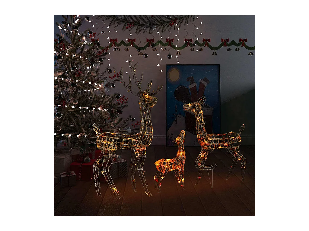 Famille de rennes de décoration Acrylique 300 LED coloré