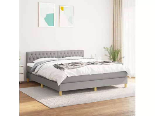 Kauf Unique Boxspringbett mit Matratze Hellgrau 180x200cm Stoff