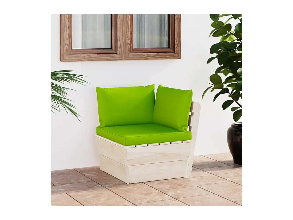 Canapé d'angle palette de jardin avec coussins Épicéa imprégné