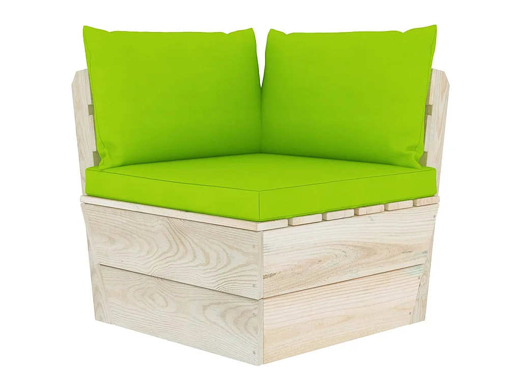 Canapé d'angle palette de jardin avec coussins Épicéa imprégné