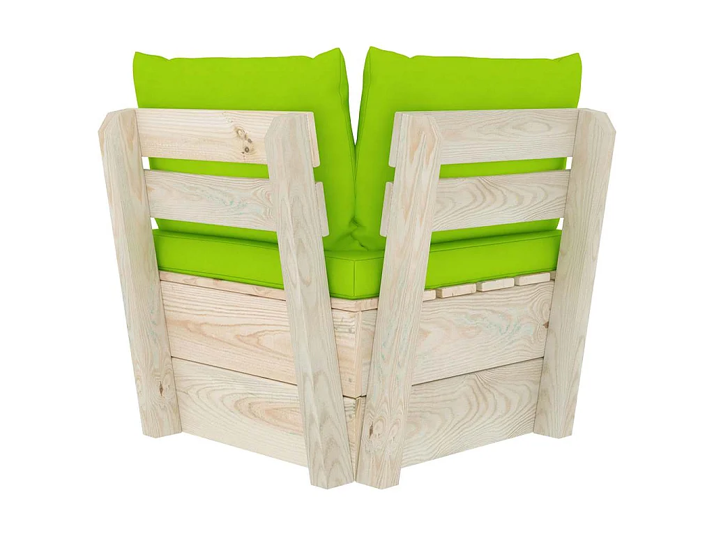 Canapé d'angle palette de jardin avec coussins Épicéa imprégné