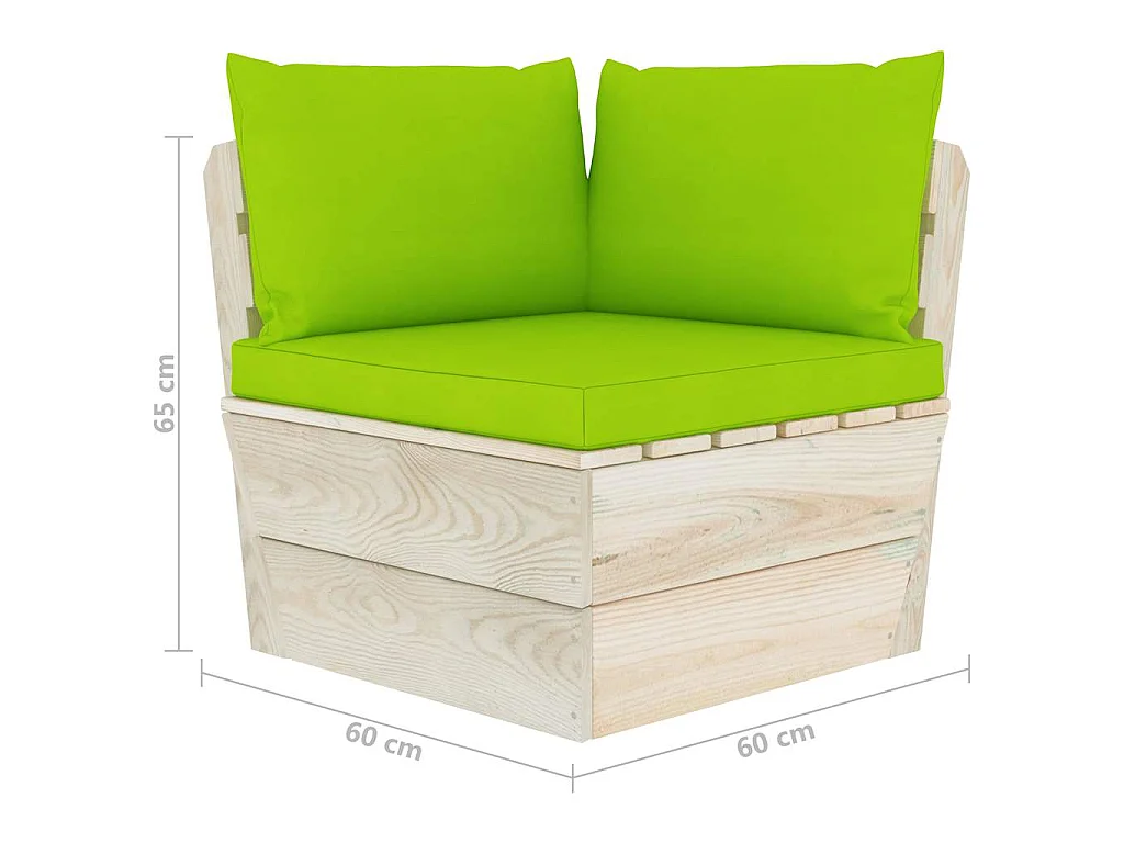 Canapé d'angle palette de jardin avec coussins Épicéa imprégné