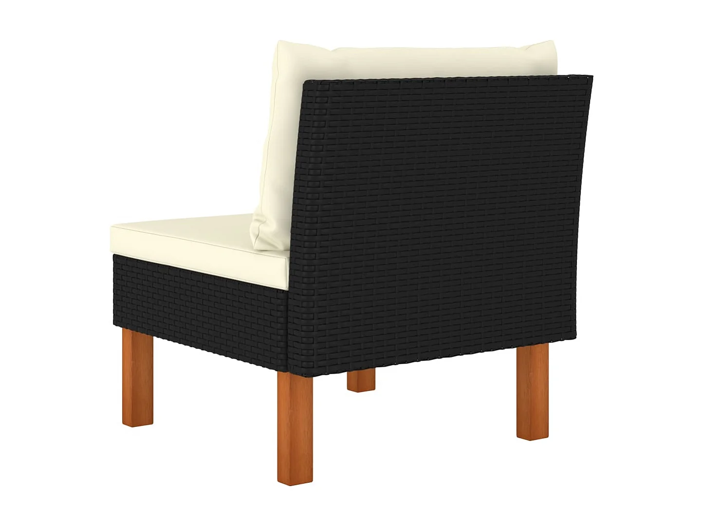 Mittelsofa Poly Rattan und Eukalyptus Massivholz