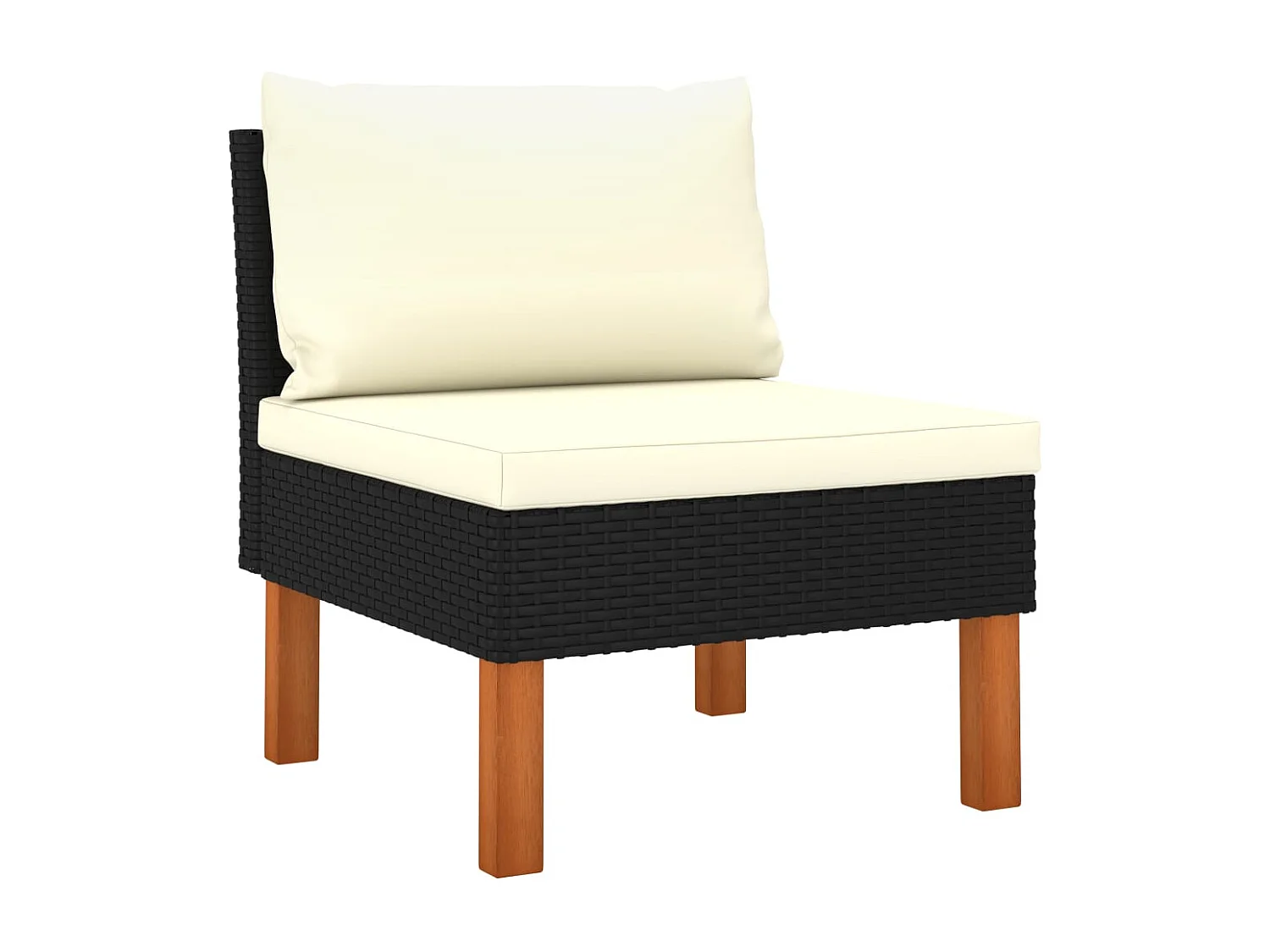 Mittelsofa Poly Rattan und Eukalyptus Massivholz