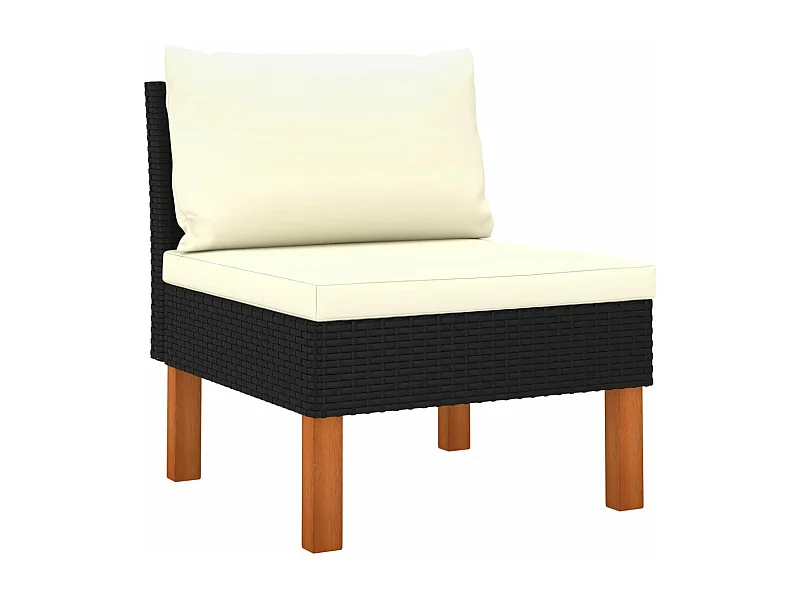 Mittelsofa Poly Rattan und Eukalyptus Massivholz
