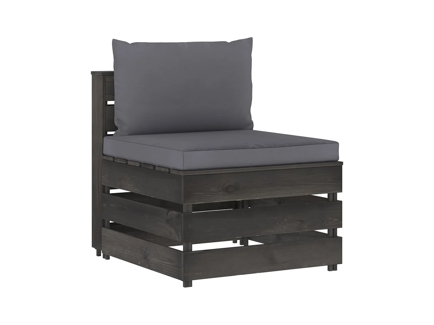 Modulares Mittelsofa mit Kissen Grau Imprägniertes Holz