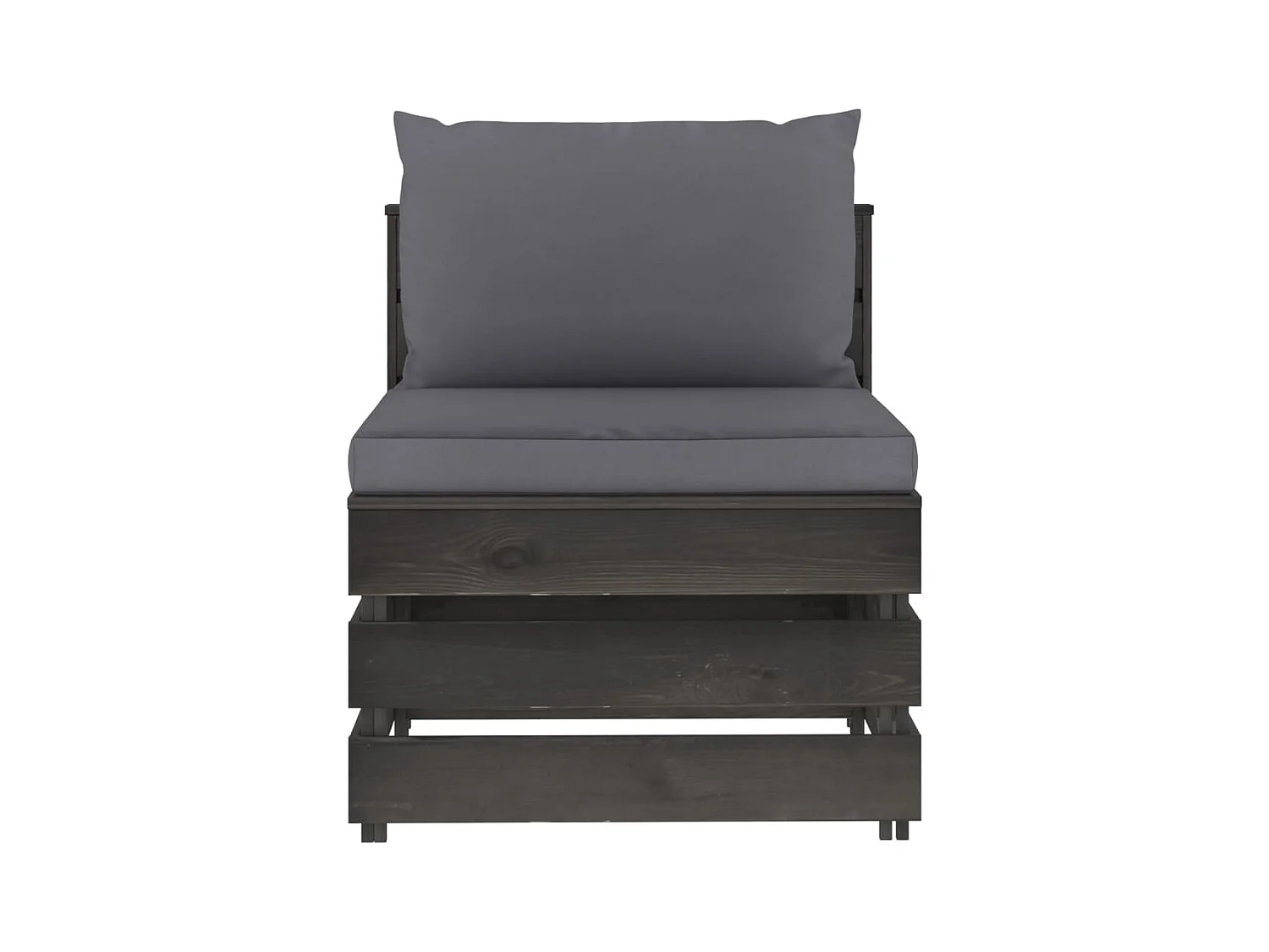 Modulares Mittelsofa mit Kissen Grau Imprägniertes Holz