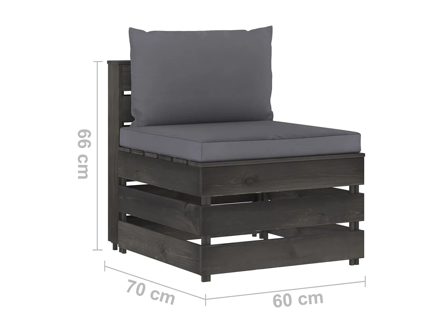 Canapé central sectionnel avec coussins Bois imprégné de gris