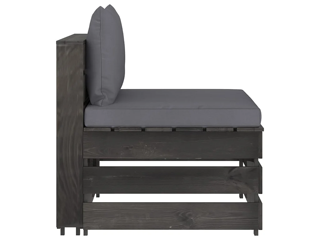 Canapé central sectionnel avec coussins Bois imprégné de gris