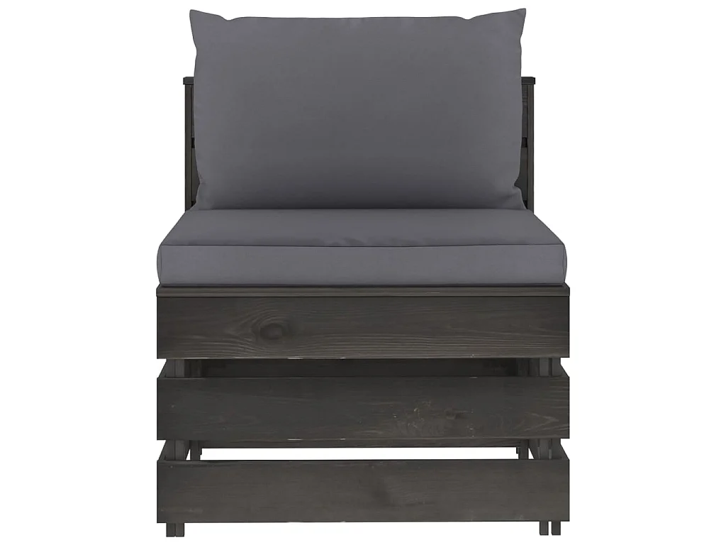 Canapé central sectionnel avec coussins Bois imprégné de gris