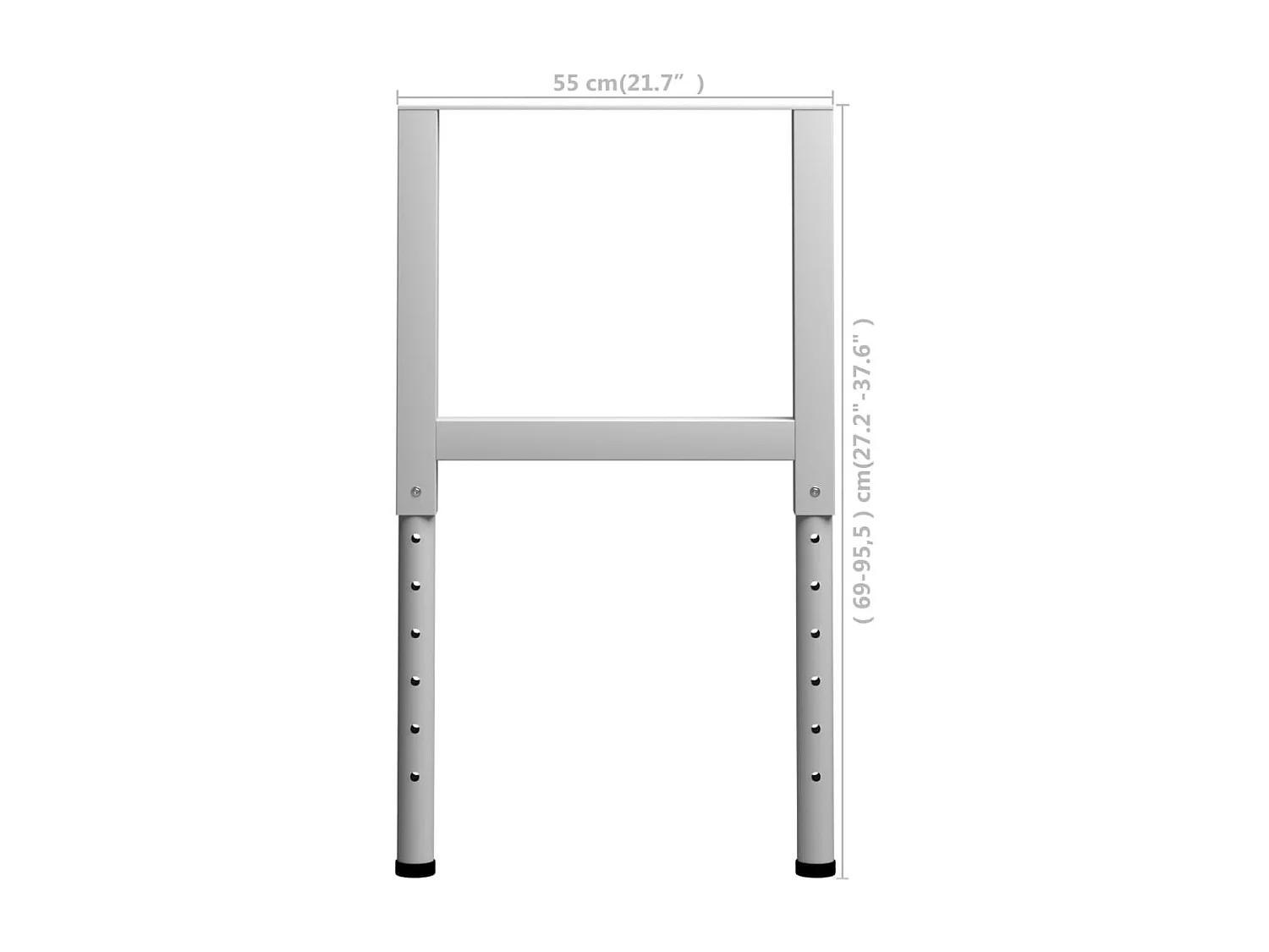 Estruturas bancada ajust. 2 pcs 55x(69-95,5)cm metal cinza