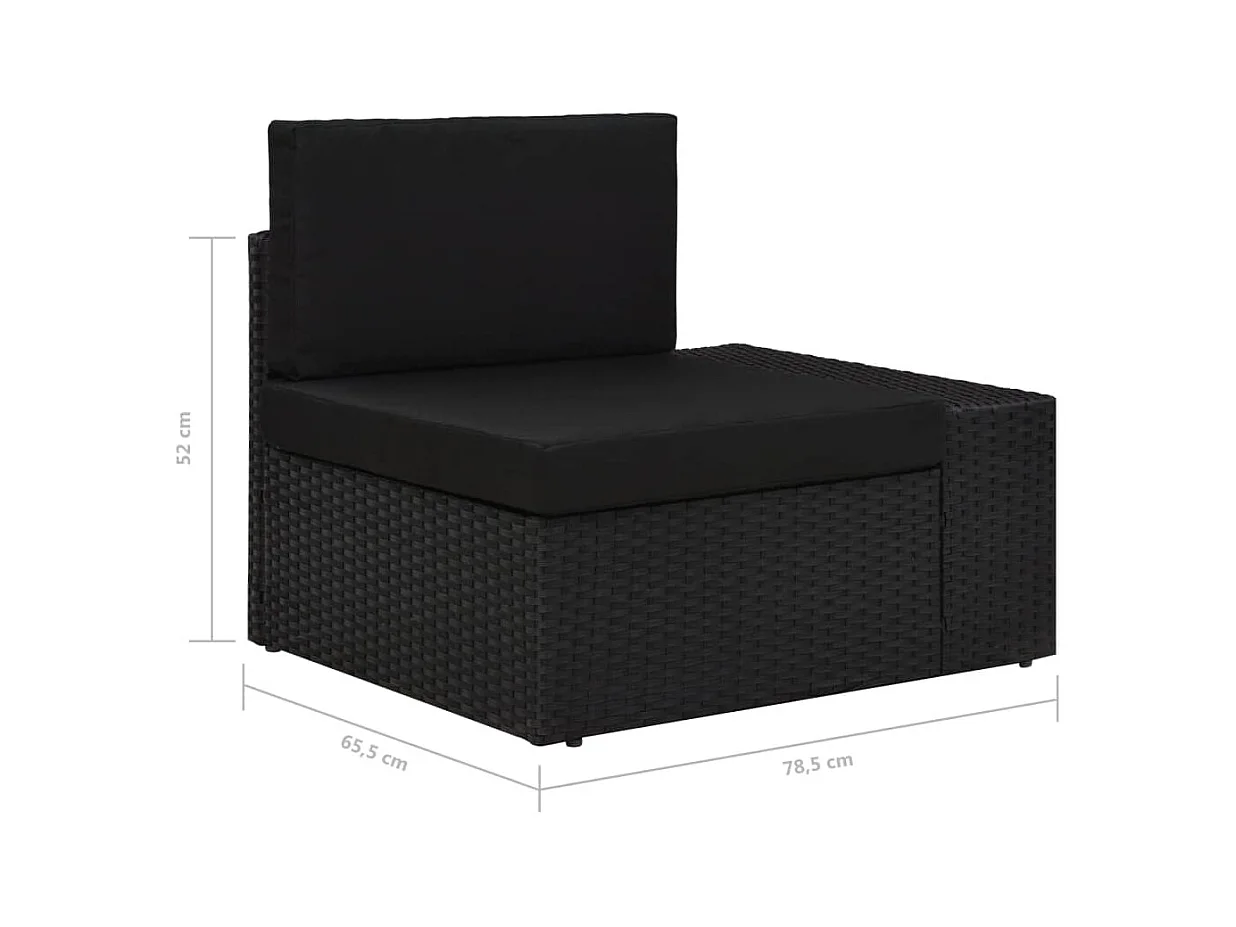 Canapé d'angle sectionnel accoudoir gauche Résine tressée Noir