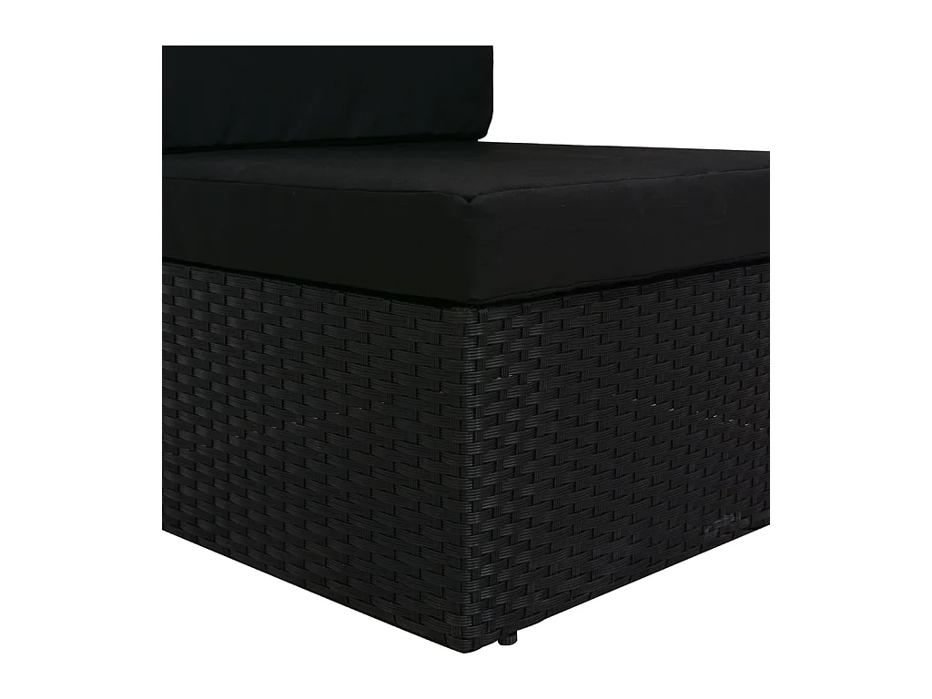 Canapé d'angle sectionnel accoudoir gauche Résine tressée Noir