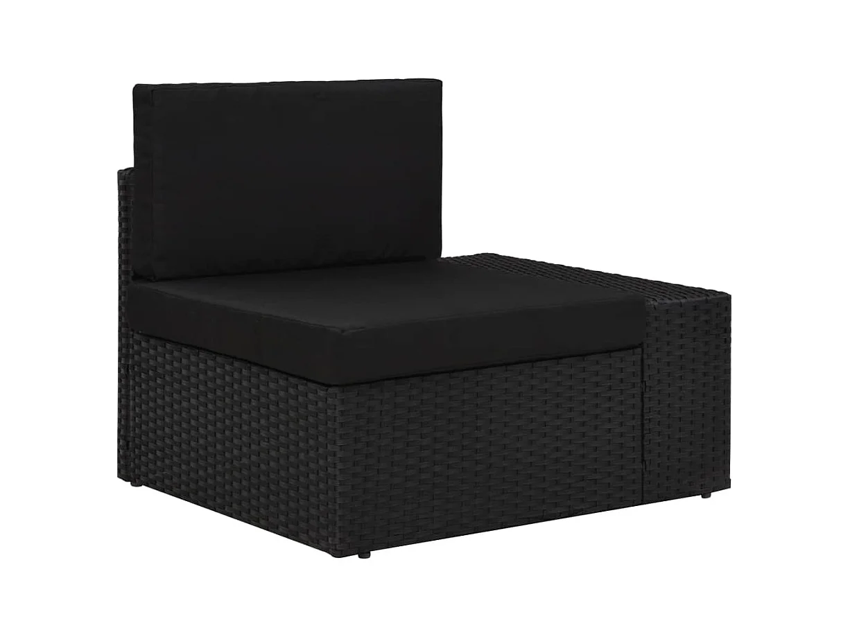 Divano ad Angolo Modulare Bracciolo Sinistro in Polyrattan Nero