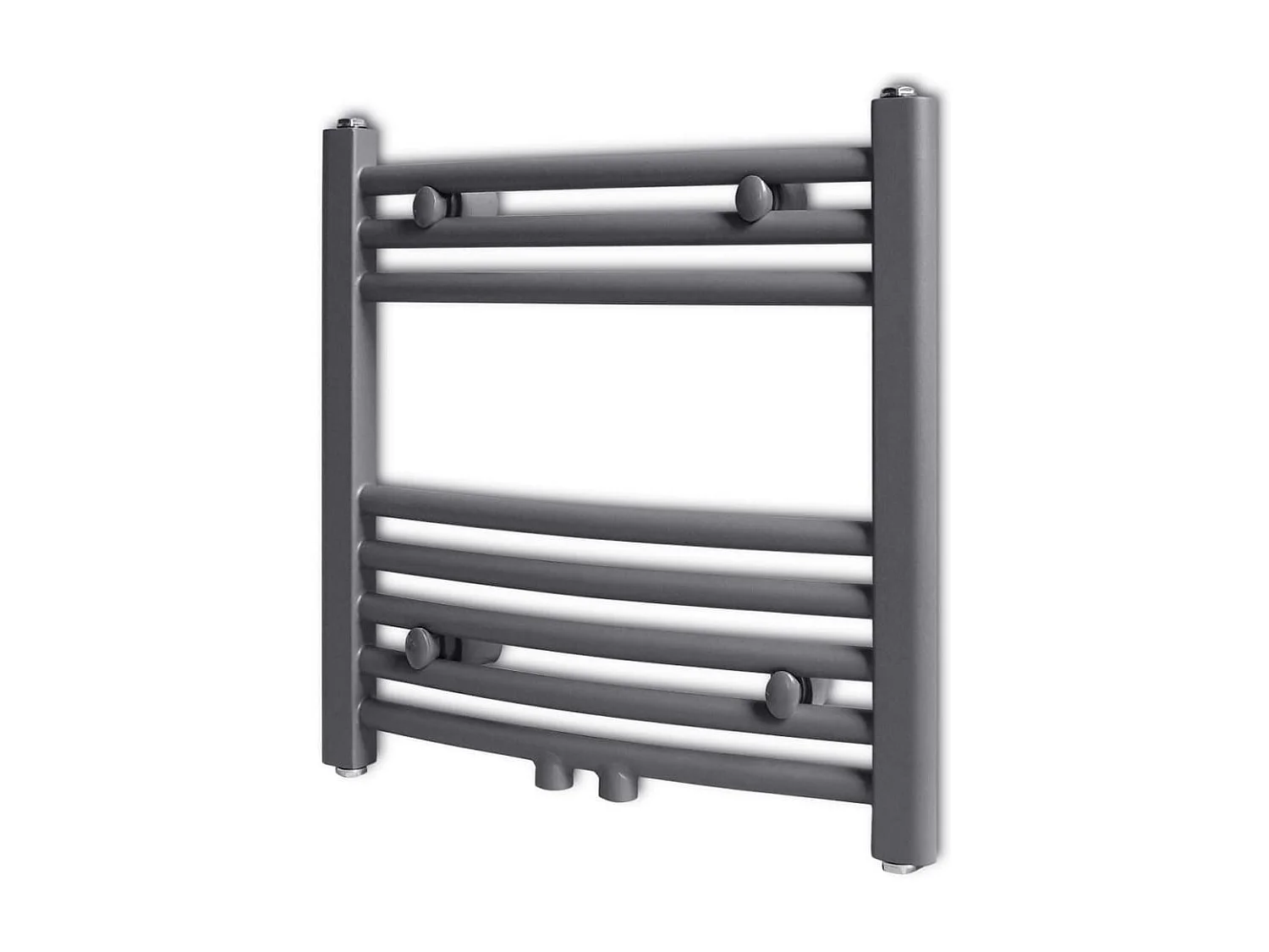 Sèche-serviettes eau chaude à rails incurvés gris 480 x 480 mm