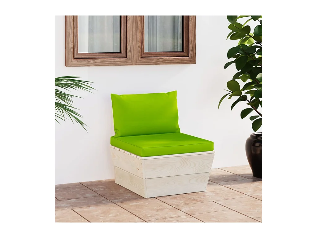 Canapé central palette de jardin avec coussins Épicéa imprégné