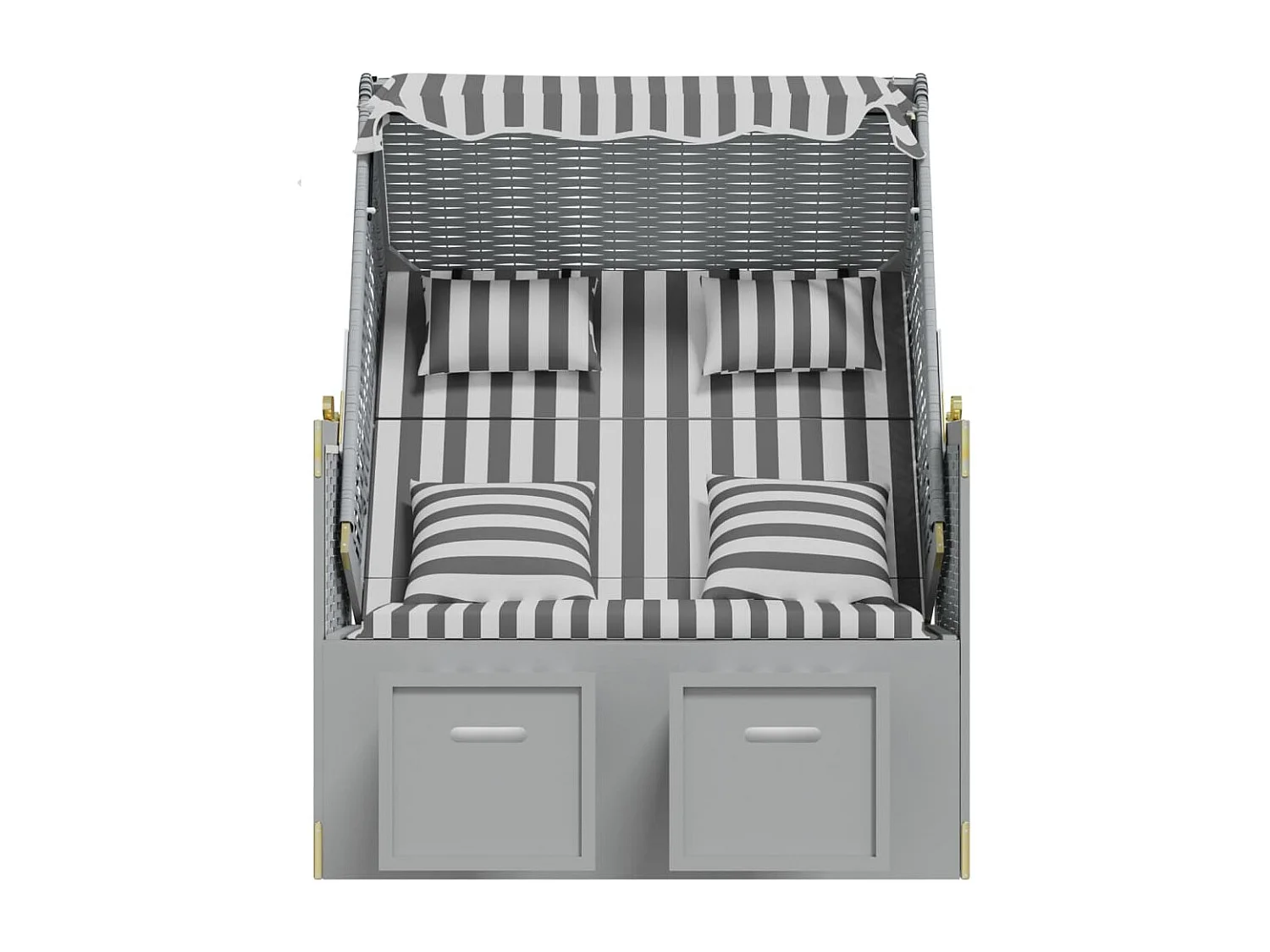 Strandkorb mit Kissen Poly Rattan und Massivholz Grau & Weiß