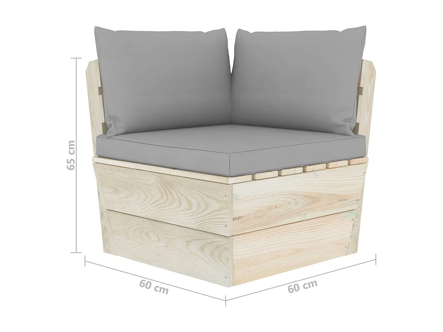Divano Angolare da Giardino su Pallet e Cuscini Legno di Abete