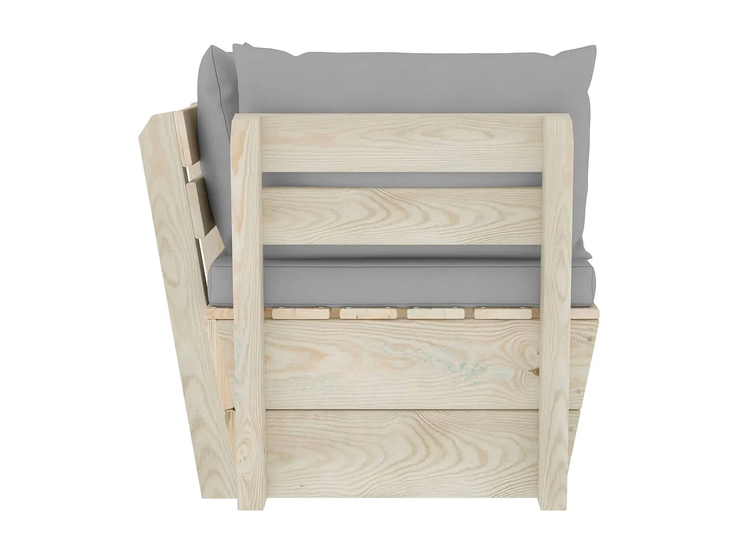 Divano Angolare da Giardino su Pallet e Cuscini Legno di Abete