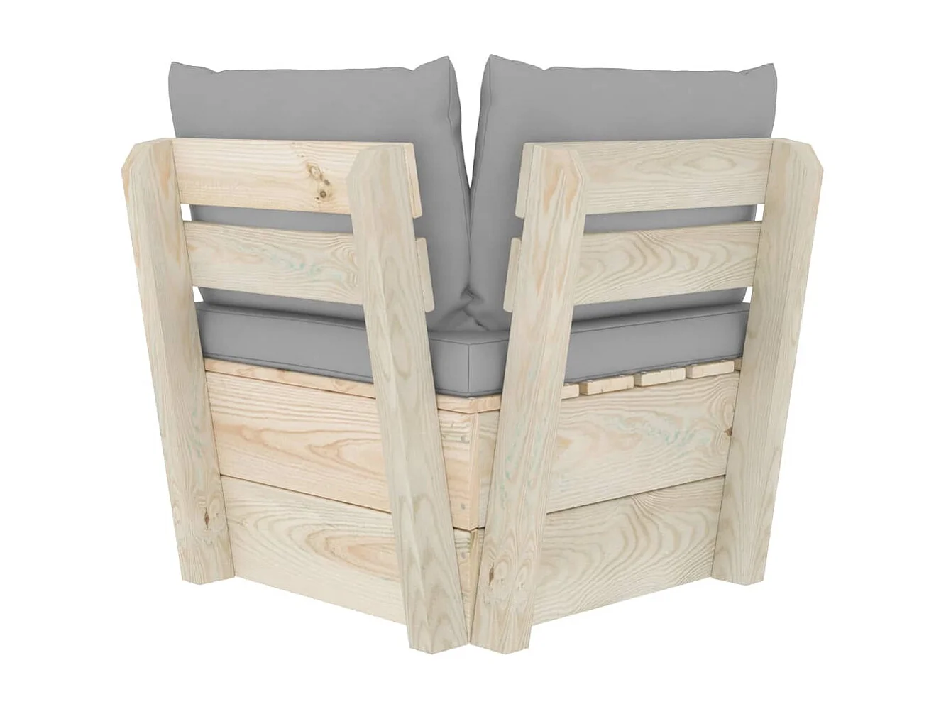 Divano Angolare da Giardino su Pallet e Cuscini Legno di Abete