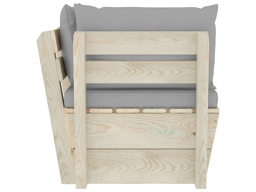 Divano Angolare da Giardino su Pallet e Cuscini Legno di Abete