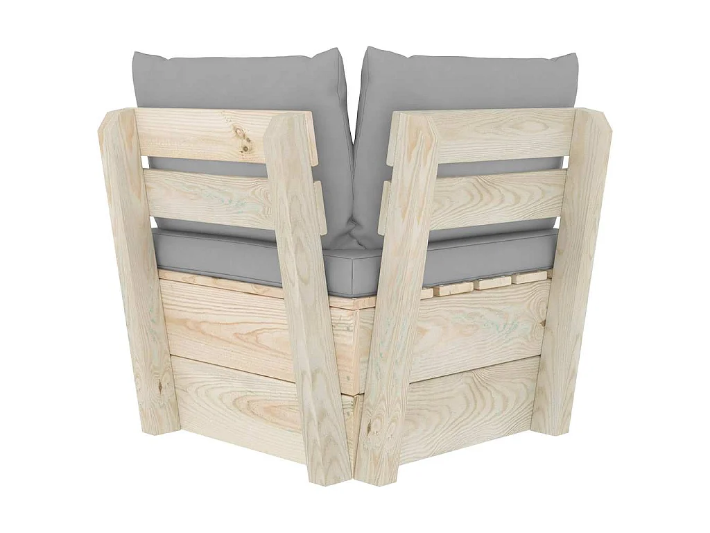 Divano Angolare da Giardino su Pallet e Cuscini Legno di Abete