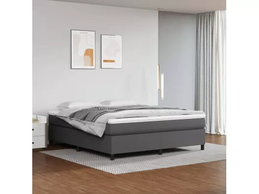 Kauf Unique Boxspringbett mit Matratze Grau 160x200 cm Kunstleder