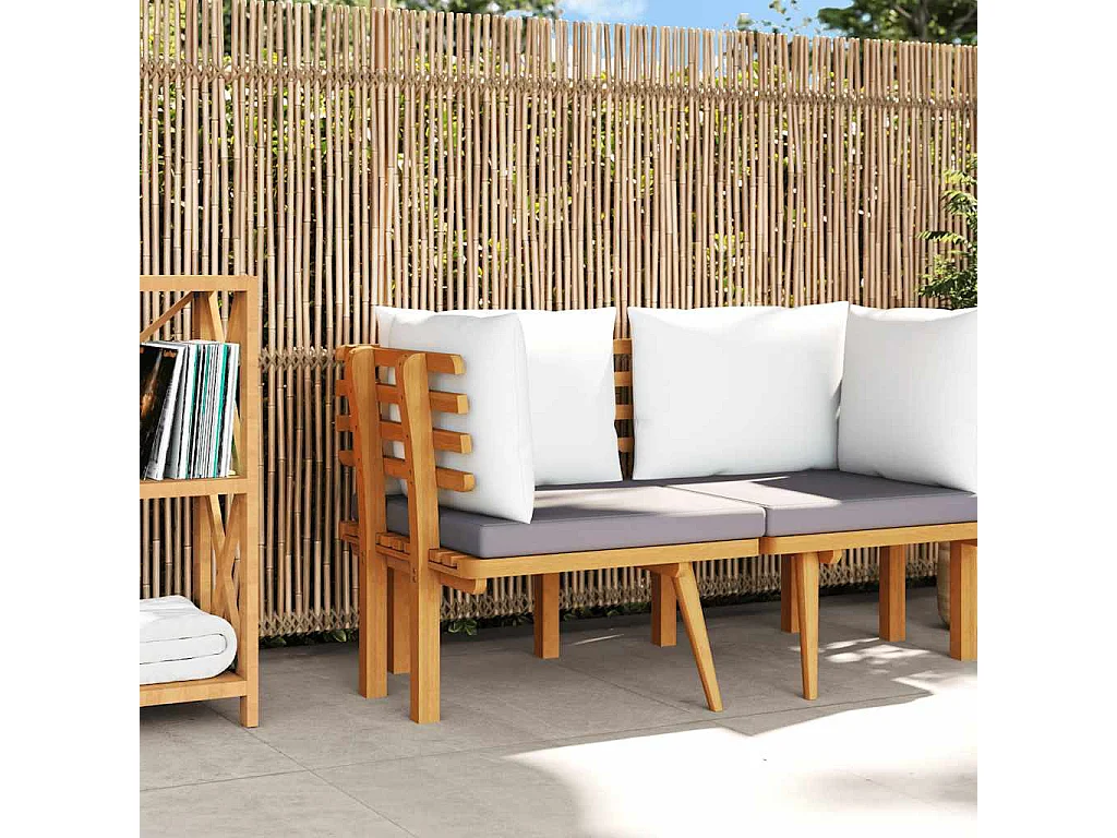 Canapé d'angle de jardin avec coussins bois d'acacia massif