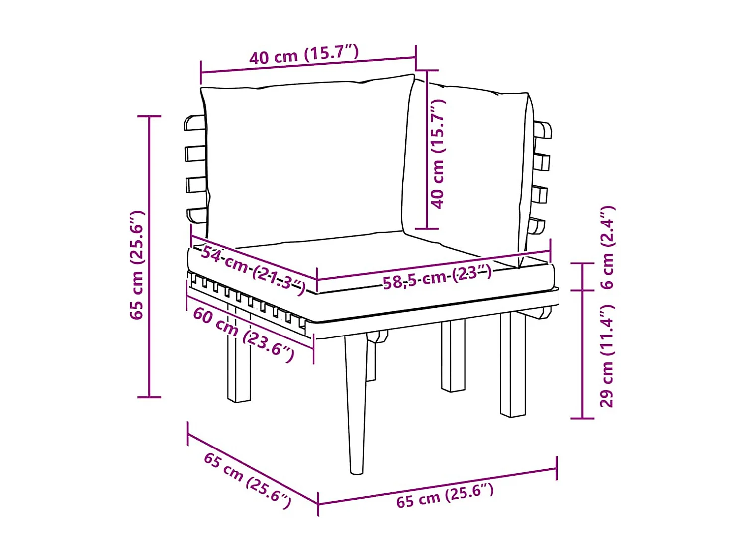 Canapé d'angle de jardin avec coussins bois d'acacia massif