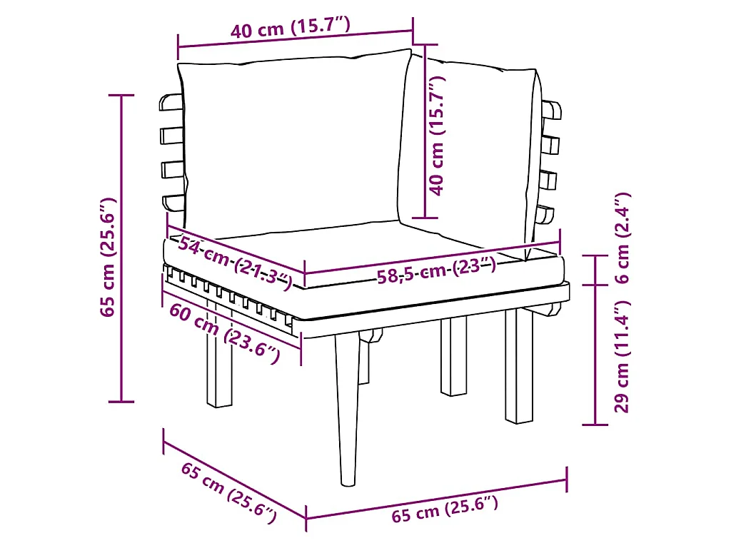 Garten-Ecksofa mit Kissen Massivholz Akazie