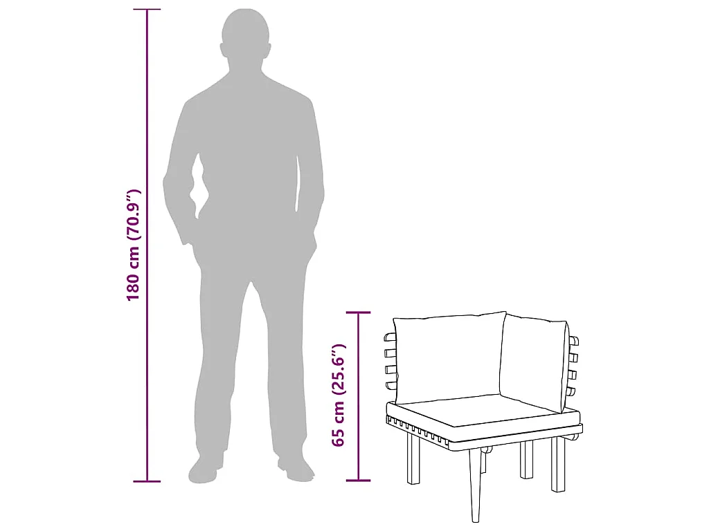 Garten-Ecksofa mit Kissen Massivholz Akazie