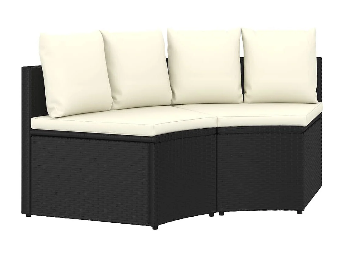 2-delige Loungeset met kussens poly rattan zwart