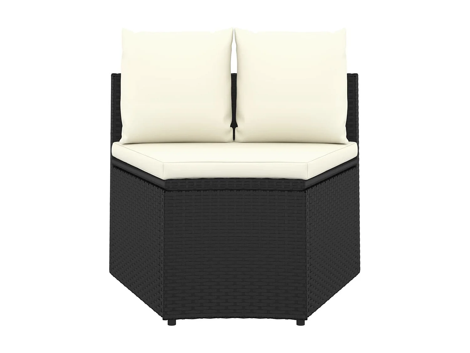 2-delige Loungeset met kussens poly rattan zwart