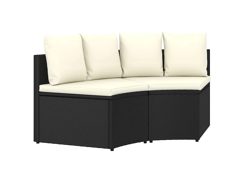 2-tlg. Garten-Sofagarnitur mit Auflagen Poly Rattan Schwarz