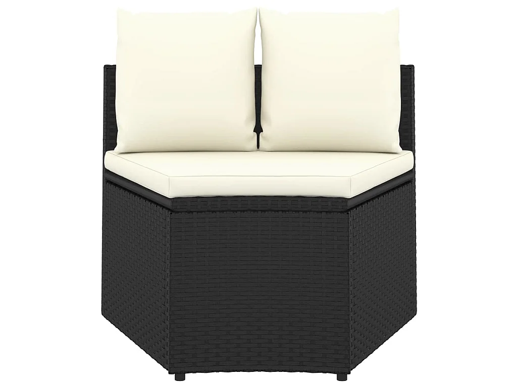 2-tlg. Garten-Sofagarnitur mit Auflagen Poly Rattan Schwarz