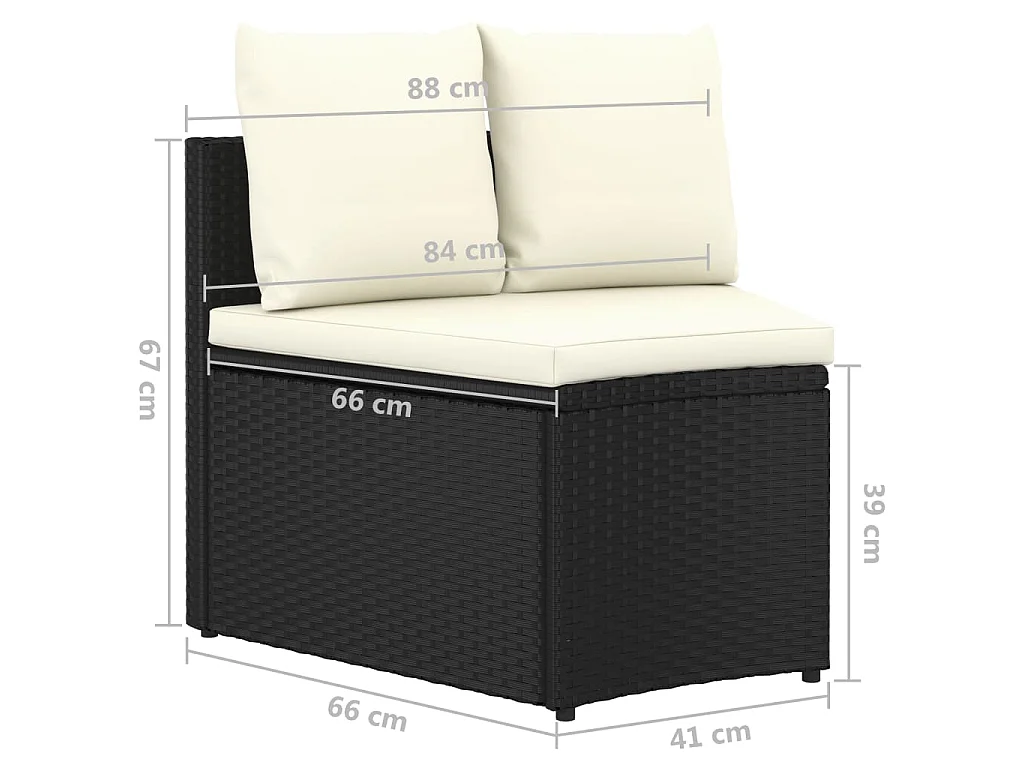2-tlg. Garten-Sofagarnitur mit Auflagen Poly Rattan Schwarz