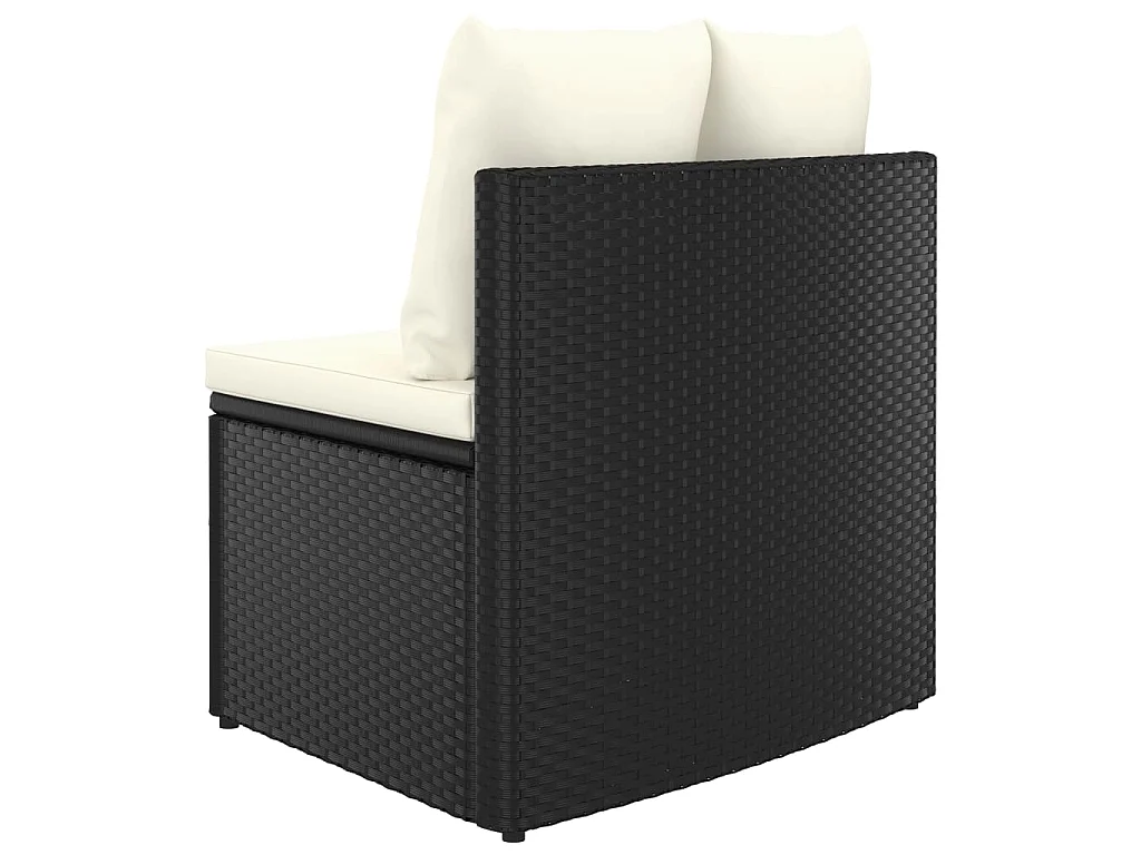 2-tlg. Garten-Sofagarnitur mit Auflagen Poly Rattan Schwarz