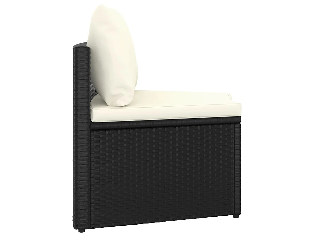 2-tlg. Garten-Sofagarnitur mit Auflagen Poly Rattan Schwarz