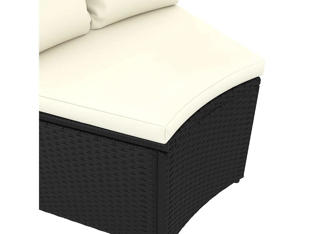 2-tlg. Garten-Sofagarnitur mit Auflagen Poly Rattan Schwarz